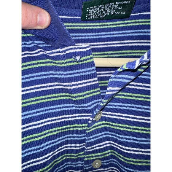 Masters Collection Men’s Collection Polo Striped Blue/ Green / White Polo Size L - Picture 4 of 5